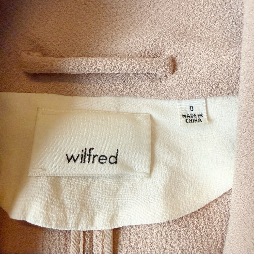 Wilfred Aritzia Woman Pastel Pink Open Blazer Jacket US0 Classic Preppy Office - Picture 6 of 7